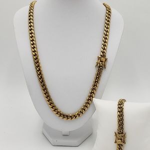 8mm 14k gold plated Cuban link set